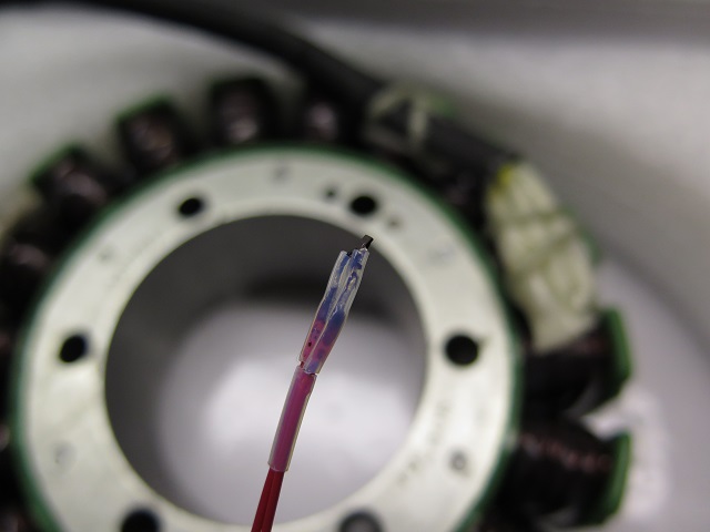 Wired Resistance Temperature Detector (RTD) with the stator.
